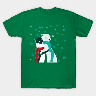 Weasel hugs Christmas in green T-Shirt